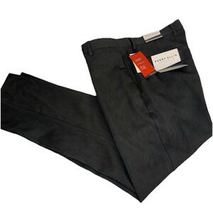 NWT Perry Ellis Flat Front Pants Mens 34x32 Gray Modern Fit Seat Below The Waist